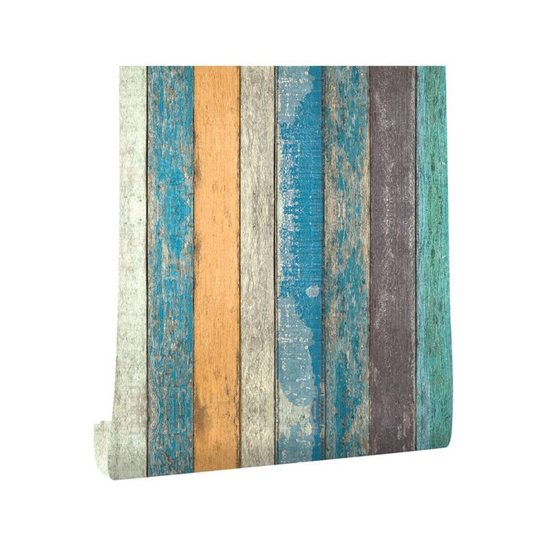29.1 sq ft. Rustic Minimalist Wood and Stripe Removable Wallpaper in Sky Blue