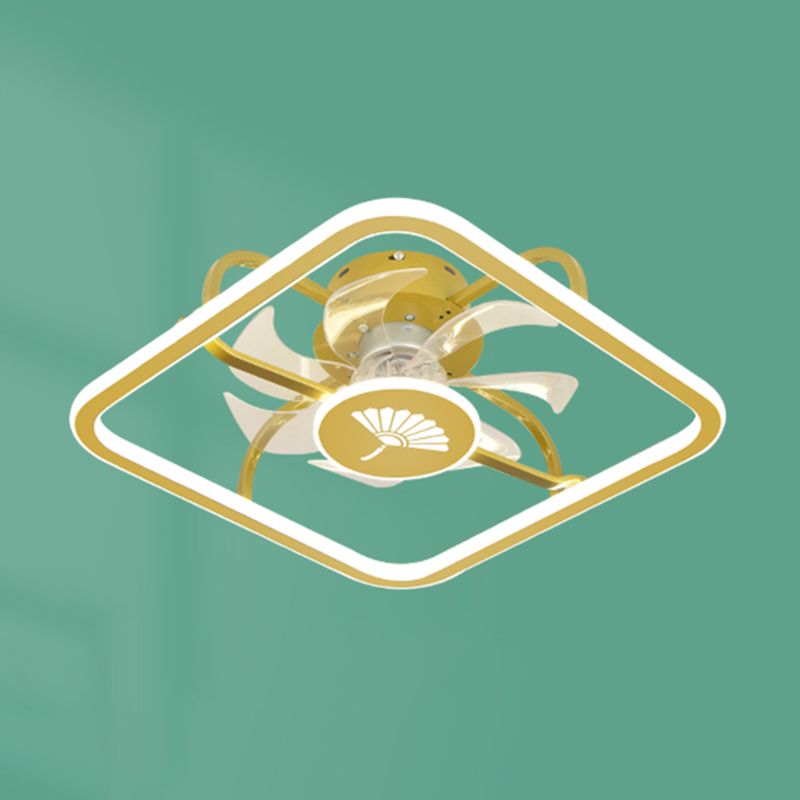 Kinderstil Geometrie Deckenventilator Leuchten Metall 2-Licht-LED-Flush Leuchten in Gold