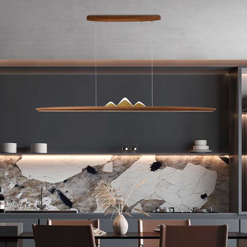 Modern Style Pendant Lighting Fixtures Wooden Shade Island Lighting Ideas for Kitchen