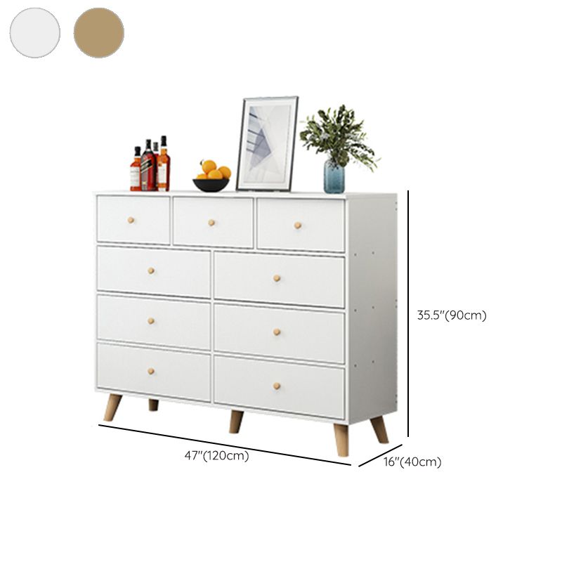 Scandinavian Wood Horizontal Storage Chest with Drawers for Home