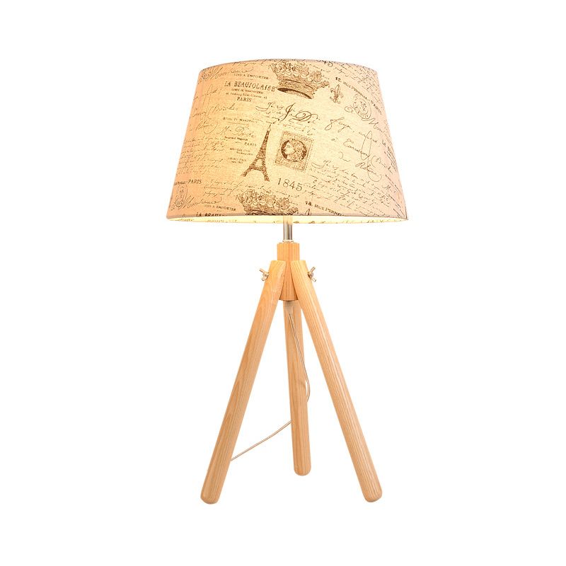 1 tête de salle à manger lampe de bureau gris / blanc / lin de table de lin moderne avec une large teinte en tissu poussée