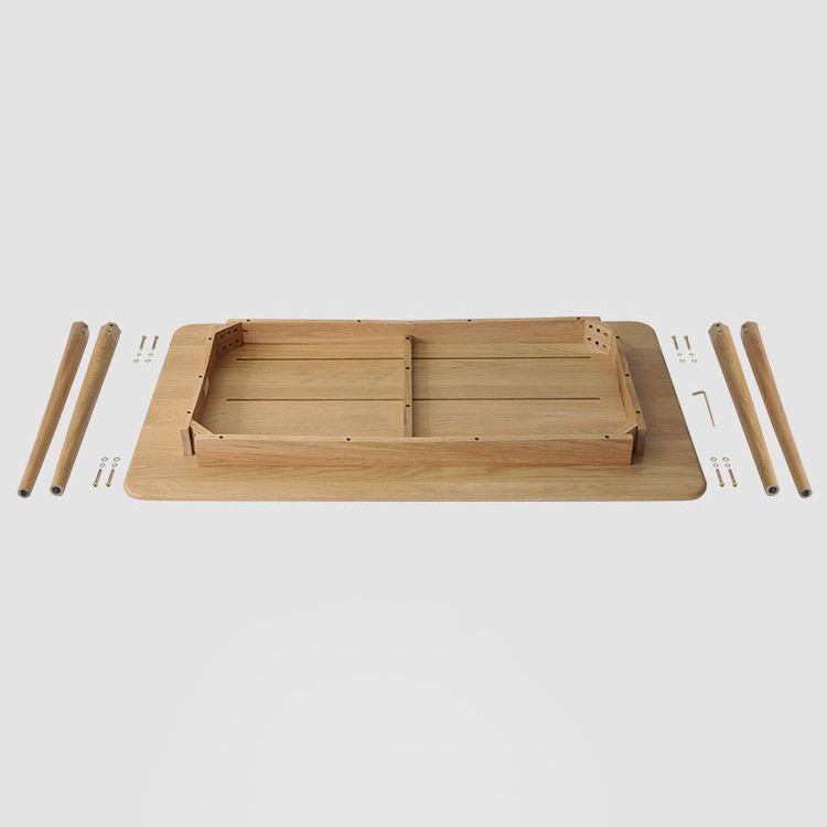 Eenvoudige bruine standaard eettafel vaste houten rechthoek eettafel met 4 potenbasis