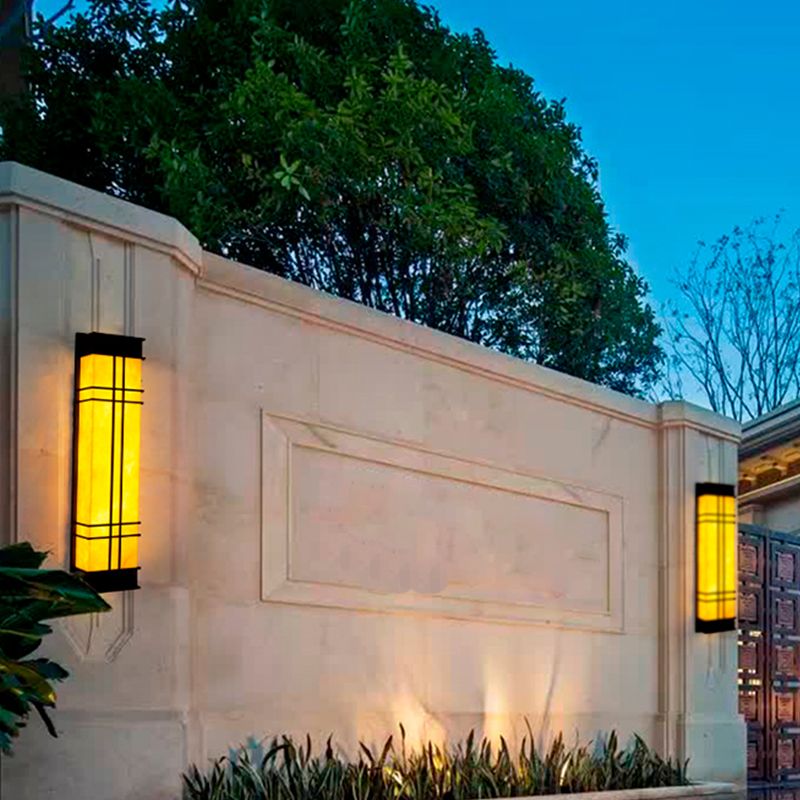 Modernist Wall Sconce Rectangular Outdoor Wall Light Fixture for Courtyard