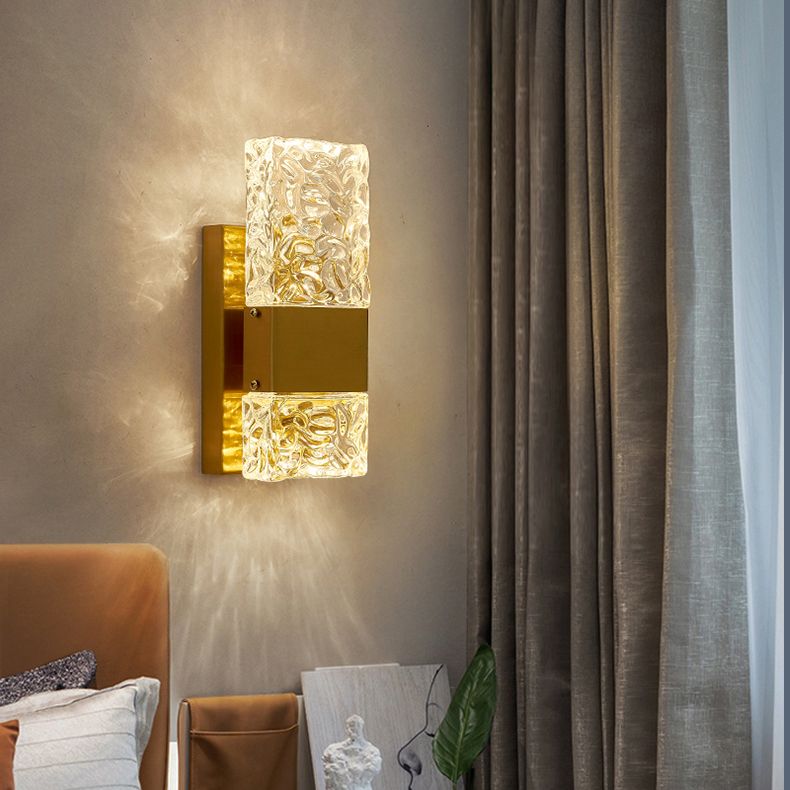 Modern Vanity Lighting Rectangular Wall Light Fixture with Crystal for Bathroom