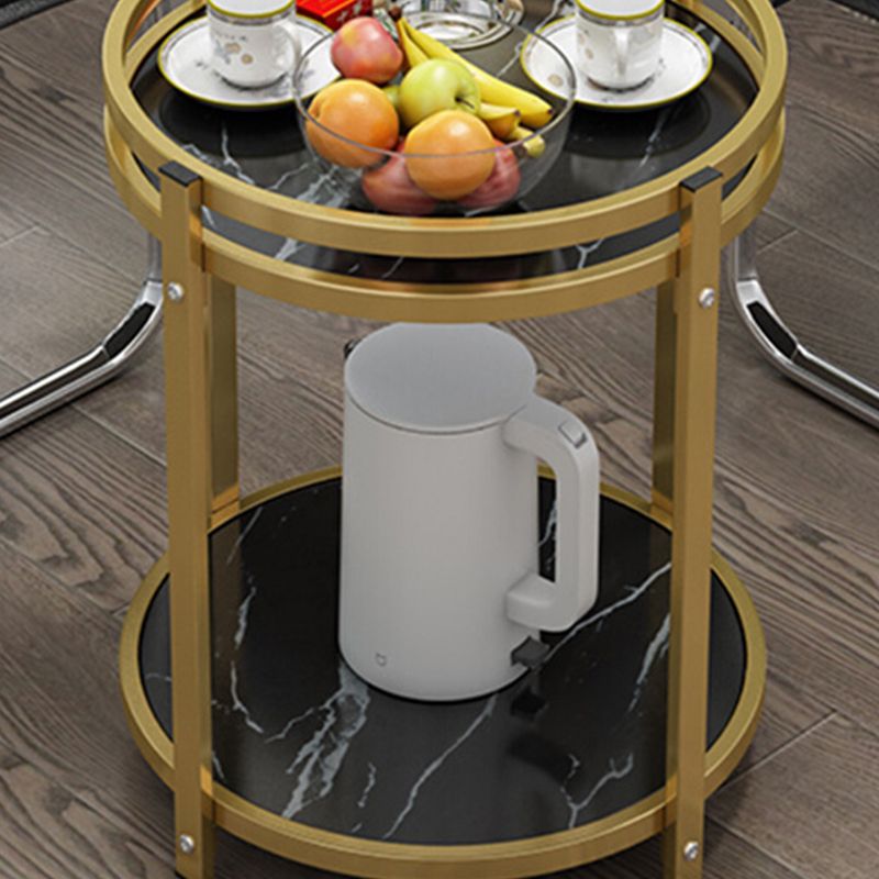 Glam Metal Storage End Table Double Tier Side Table for Living Room