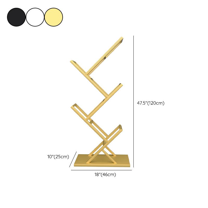 4 Shelves Contemporary Etagere Bookcase Open Back Metal Bookshelf