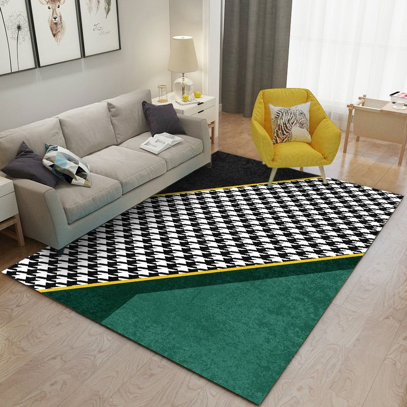 Grey Modern Rug Polyester Striped Indoor Rug Non-Slip Backing Rug for Living Room