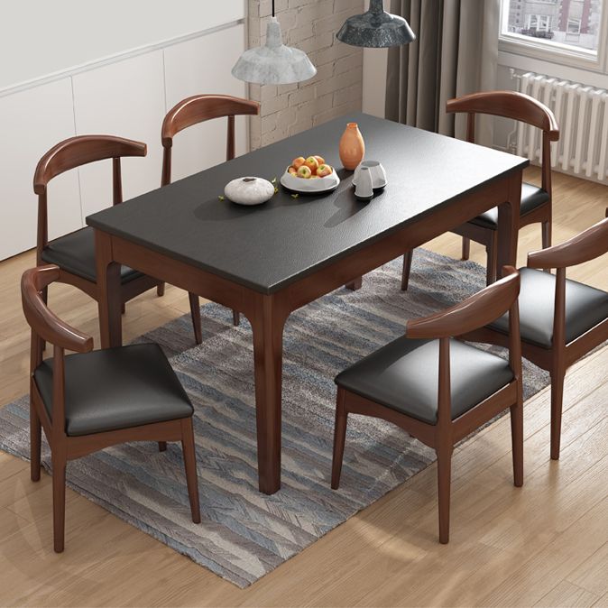 Contemporary Kitchen Dinner Table Rectangle Stone 4 Legs Dining Table