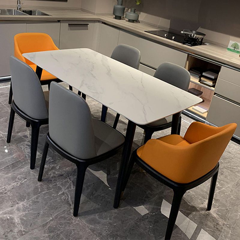 Industrial Sintered Stone Dining Table Rectangle Table with Wooden 4 Legs