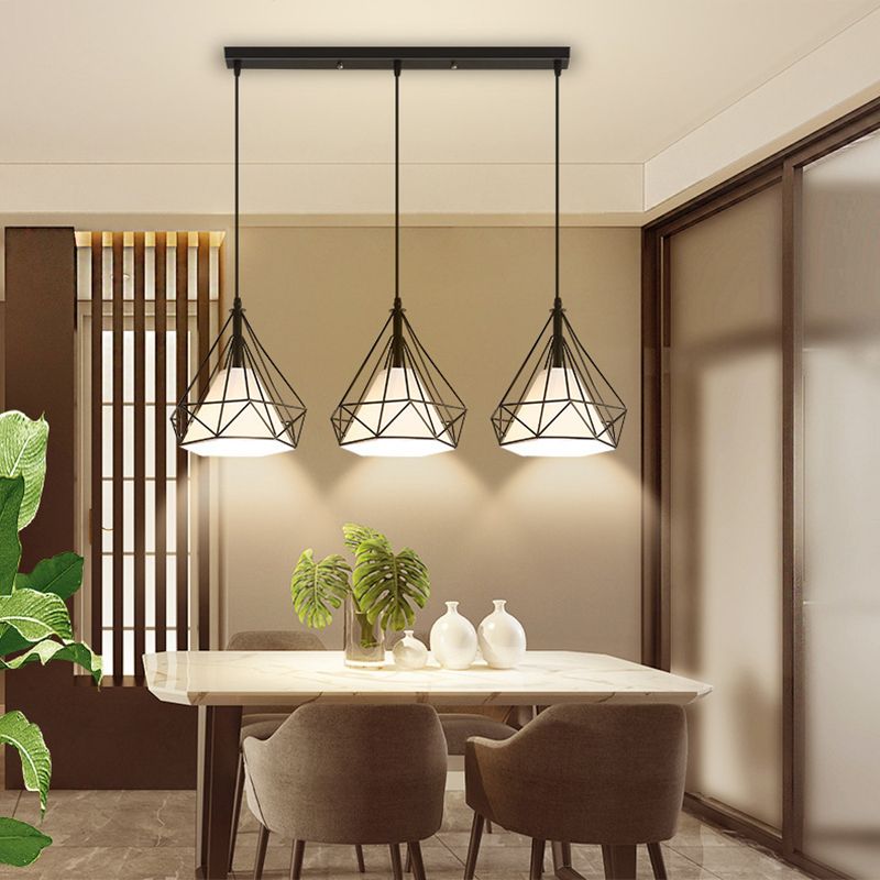 Simplicidad moderna de 3 luces Estilo de la isla Light Metal Design Fiting de iluminación de tono de sombra de tela para cocina