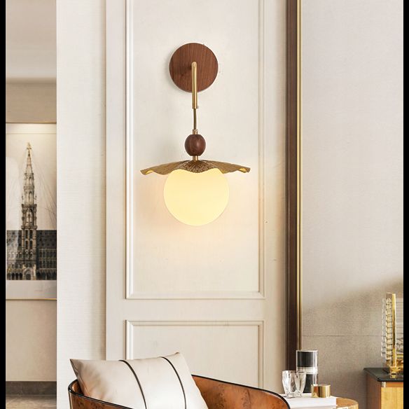 Shaded Sconce Wall Light Chinese Simple Style Copper 1 Light Sconces