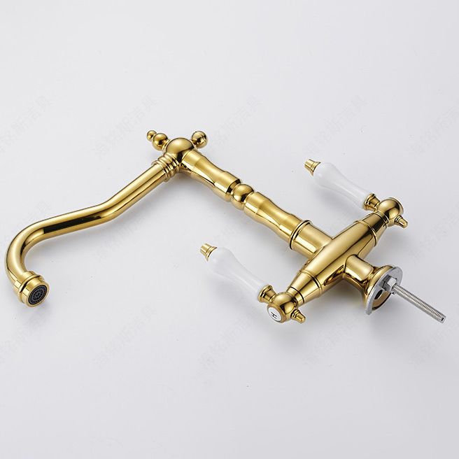 Traditional Kitchen Faucet Swivel Spout Gooseneck Double Handle Standard Kitchen Faucets