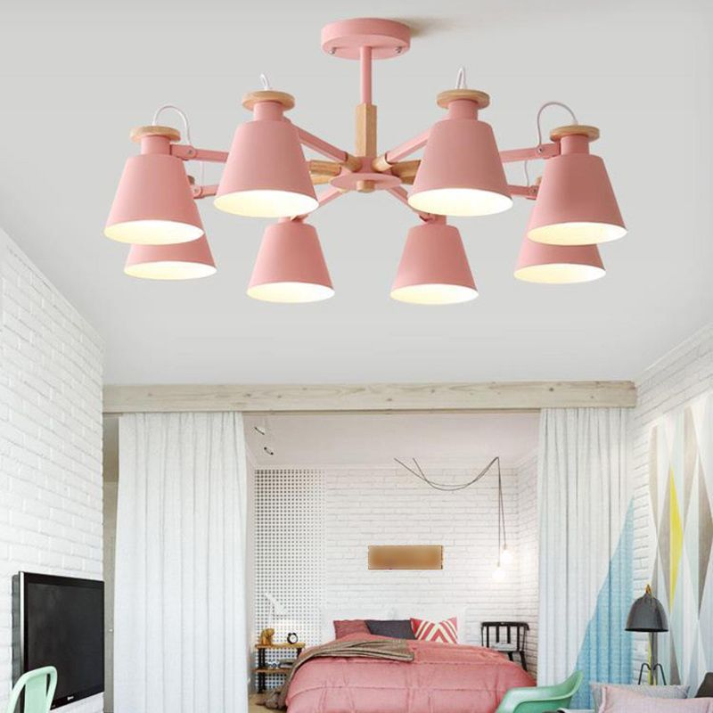 Estilo moderno de 8 luces colgantes lámparas de metal cónicos lámparas de metal cónico
