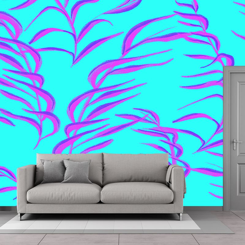 Tropical Plants Mural Wallpaper Moisture Resistant Wall Art for Guest Room Decor, Waterproofing