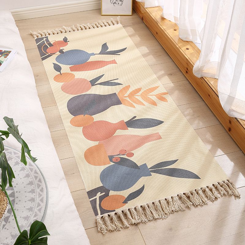 Tapis à imprimé géométrique éclectique Tapis d'intérieur en jute multicolo