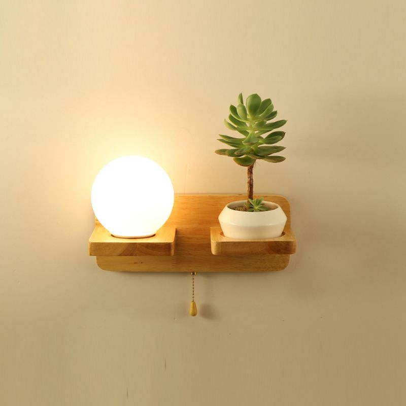 Nordische Wandmontage Lampe moderne Holzwandleuchten für Wohnzimmer (ohne Pflanzen)