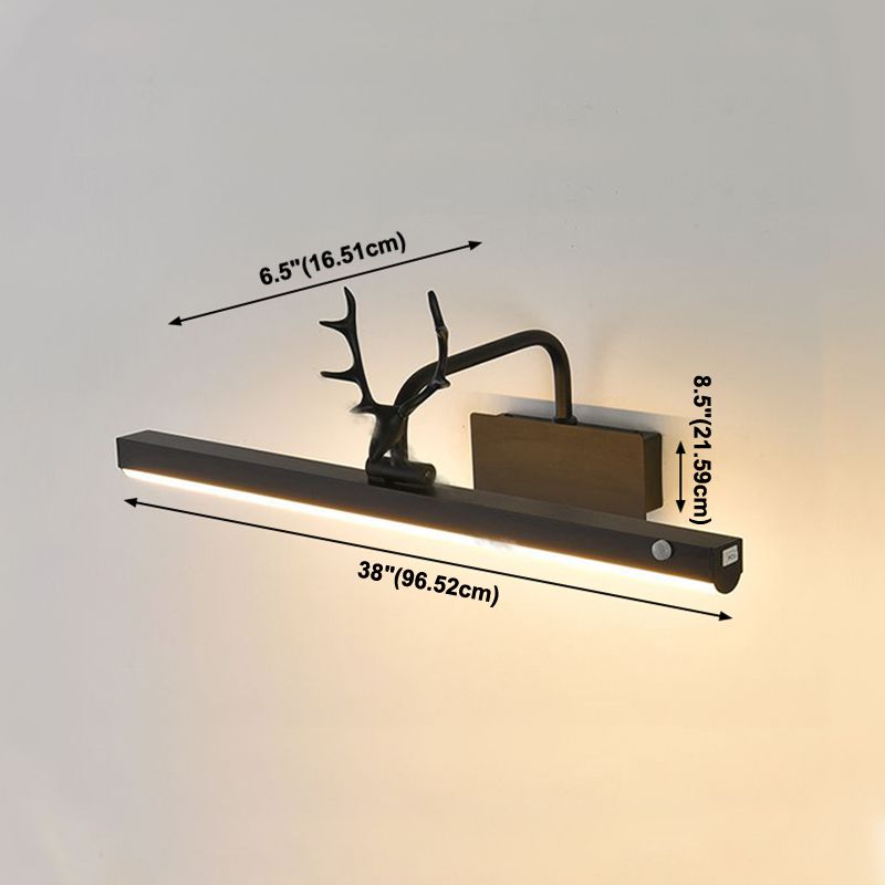 Metall Linear Wandleuchte moderne 1-Lichtspiegel Wandhalterung Licht in Schwarz