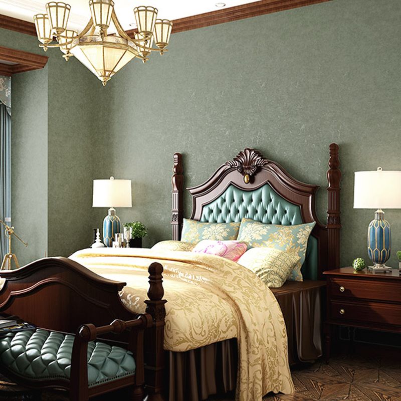 Blackish Green Vintage Wallpaper Roll 33' L x 20.5" W Solid Wall Art for Bedroom