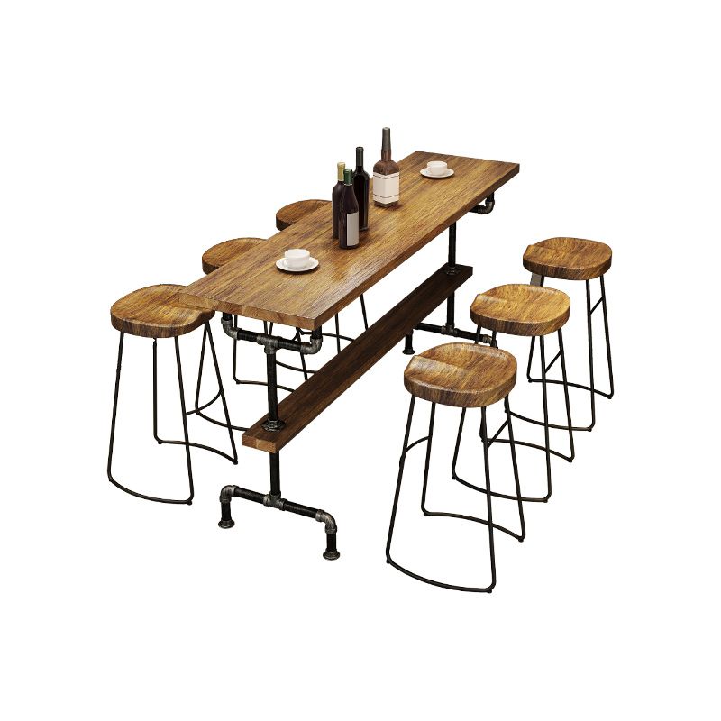 Industrial Rectangle Pub Table Set 1/2/4/7 Pieces Wooden Counter Table with Stools