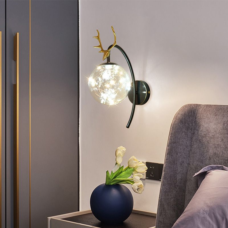 Lampade a parete in vetro trasparente globo a 1 luce moderna a montaggio a parete per soggiorno