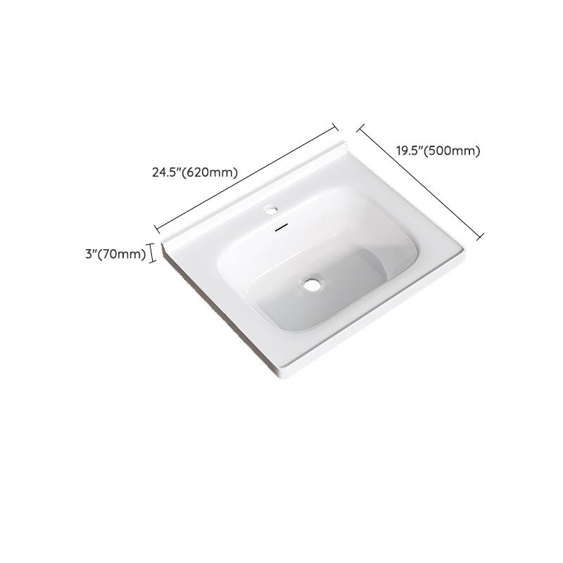 Modern Basin Sink Porcelain with Overflow Drop-in Bathroom Sink(Not Included Faucet)
