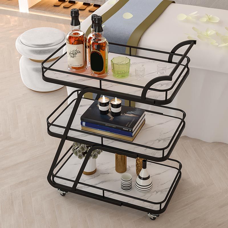 35.43" High Rolling Contemporary Prep Table Metal Prep Table with Open Storage