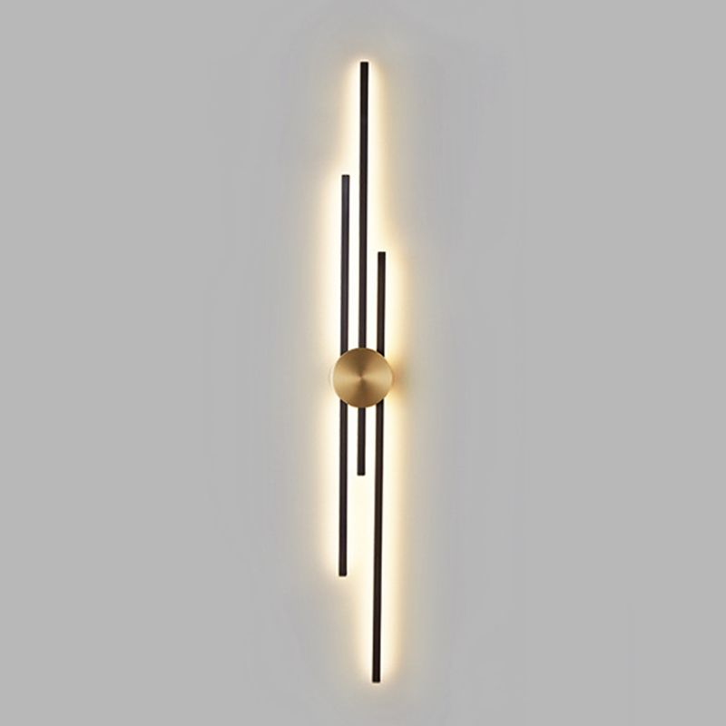 Linear Bathroom Vanity Lighting Brass Bath Sconce in Black & Gold