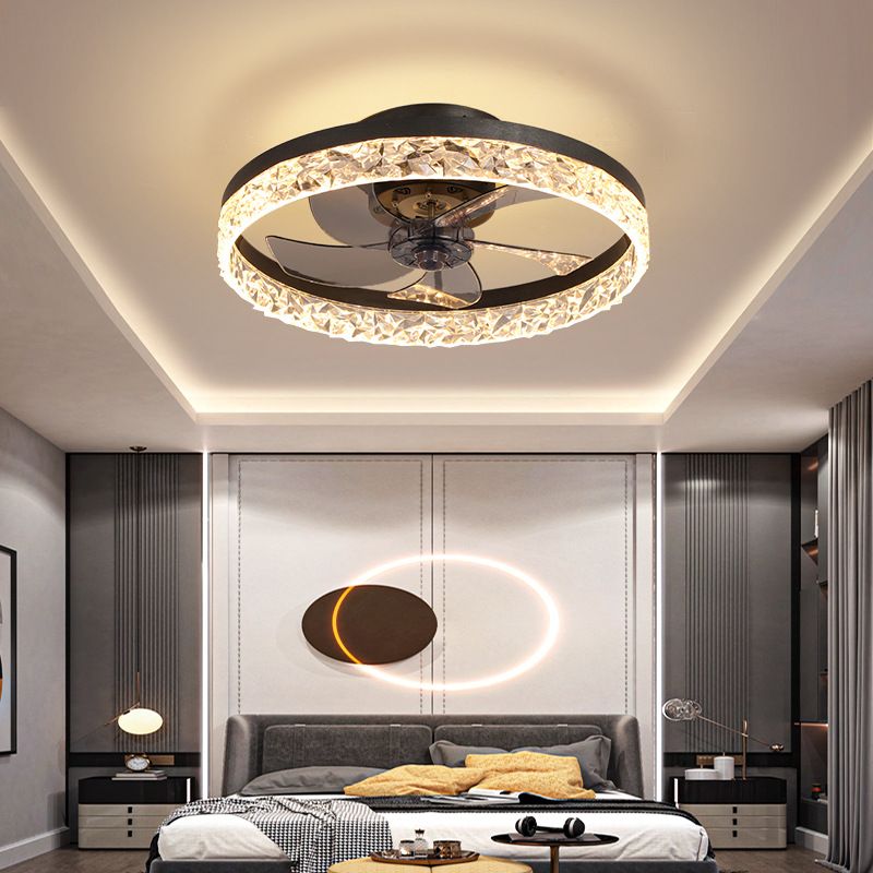 Modern Concise LED Ceiling Light Lacquered Iron Circular Ceiling Fans with Acrylic Shade