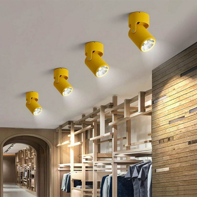 Luz empotrada cilíndrica giratoria estilo macarrón LED con pantalla de metal para dormitorio