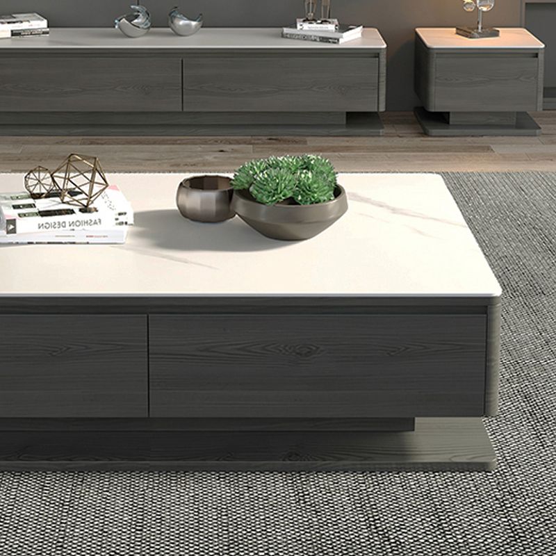 16"H Contemporary Coffee Table Slate Rectangle Single Cocktail Table