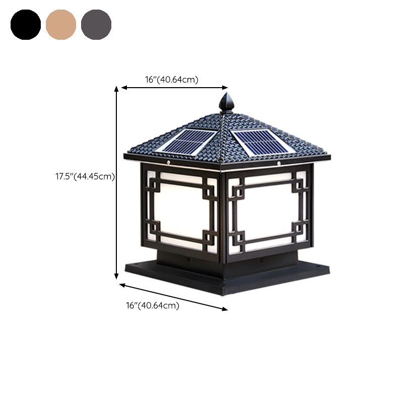 Rectangle Shape Metal Outdoor Light Modern 1 Light Solar Pillar Lights