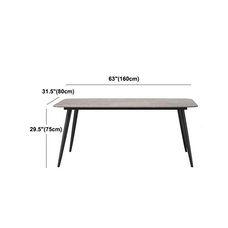 Industrial Rectangle Dining Site Table Stone Top Metal Dining Table in Grey