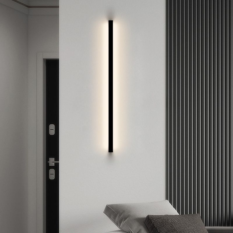 Aluminum Straight Wall Light Modern Black LED Wall Sconce for Living Room