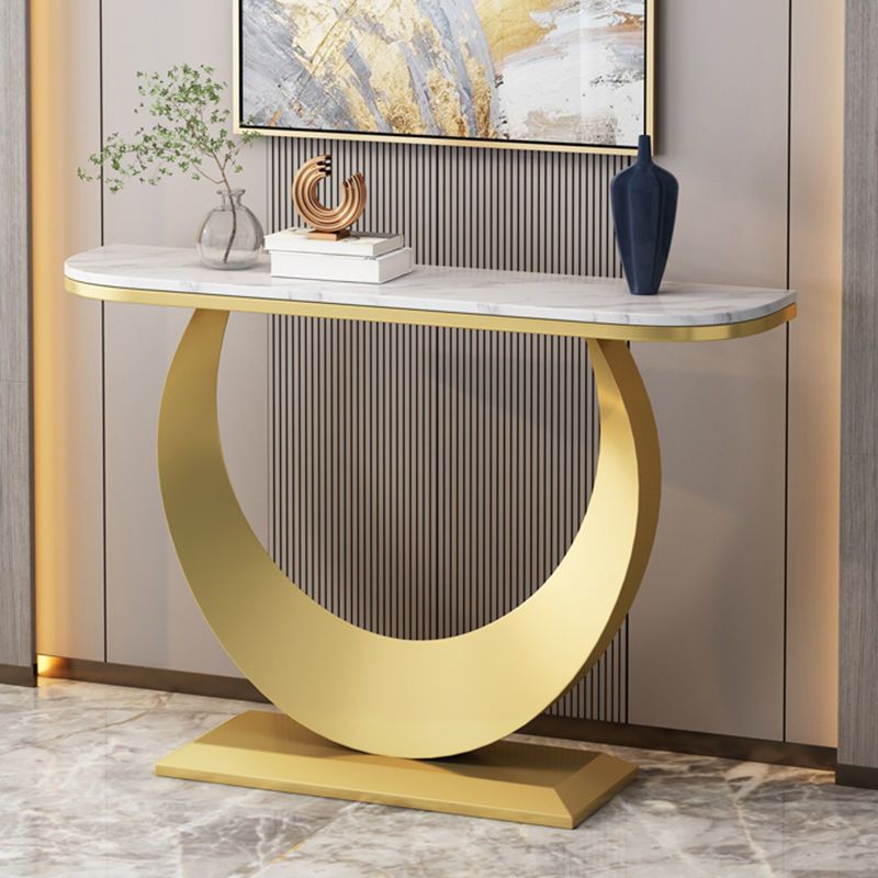 White/Black Console Table Glam Stone Console Table- 11.81" D x 29.5" H