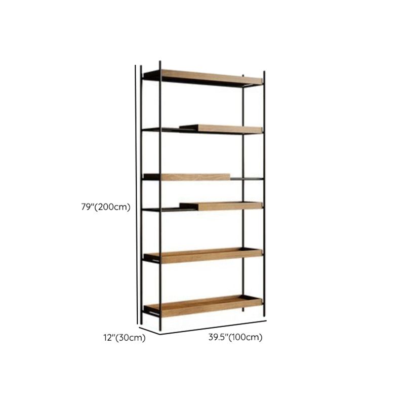 Contemporary Wooden Bookshelf Open Back Etagere Bookcase with Shelves