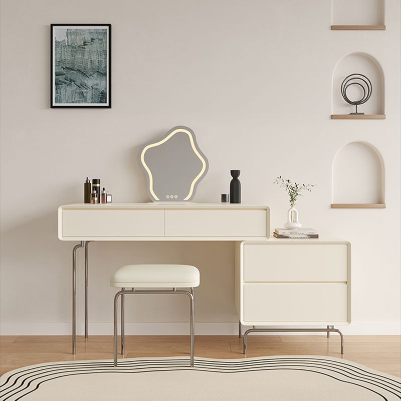 Wood Standing Makeup Vanity Set Lighted Mirror Makeup Vanity