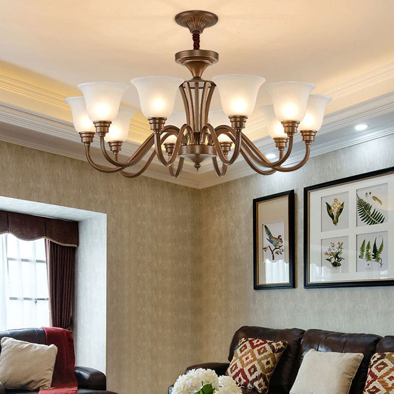 Glass American Chandelier Bell Shape Multi Light Hanging Light for Restaurant