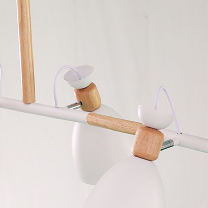 Macaron Cone Pendant Lights Metal 4 Lights Hanging Lamp Kit for Dining Room