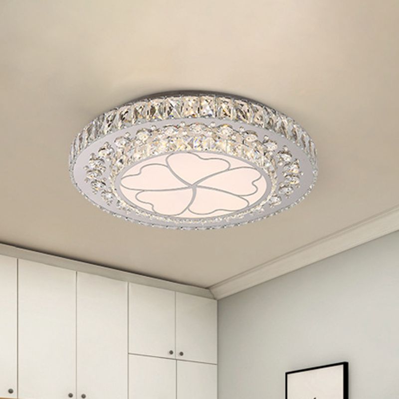 Floral Design Crystal Suspension Lighting Simple Bedroom LED Pendulum Light in Stainless Steel