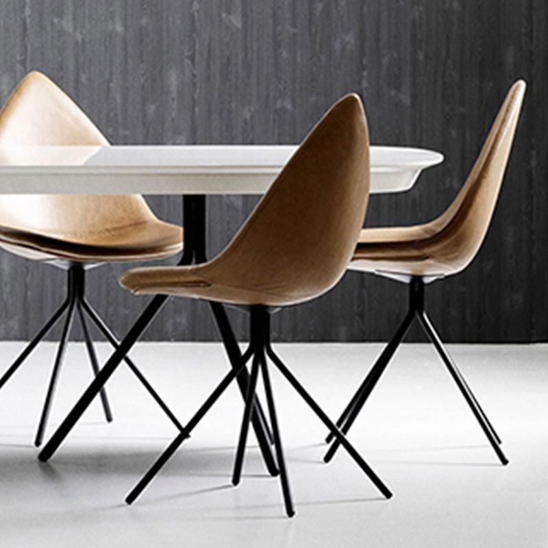 Modern Dining Room Side Chair Black Metal Legs Armless Dining Chairs