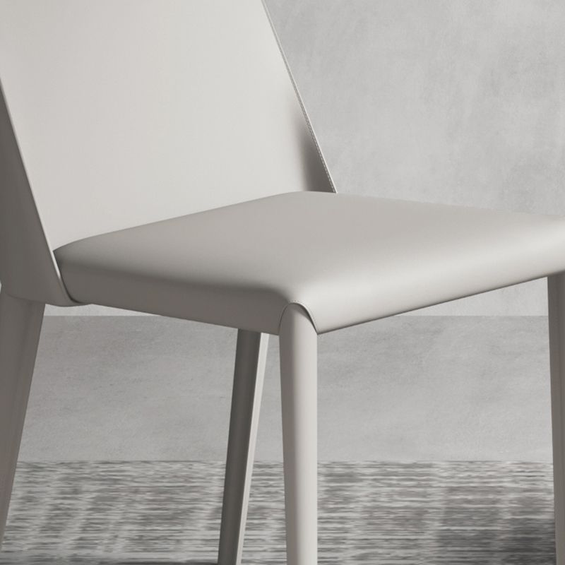 Matte Finish Modern Indoor Chair Faux Leather Solid Back Dining Chair
