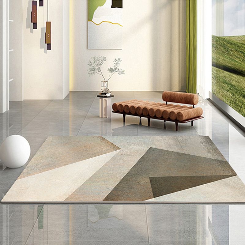 Geometric Indoor Rug Simple Polyester Stain Resistant Area Rug for Living Room