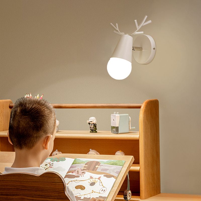 1 Light Metal Wall Sconce Light Simple Macaron Antler Wall Mount Lamp Fixture for Boy Girl Bedroom