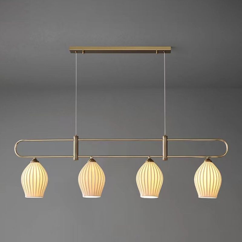 Drum Shape Metal Island Pendants Modern Style Multi Lights Island Pendant Lights