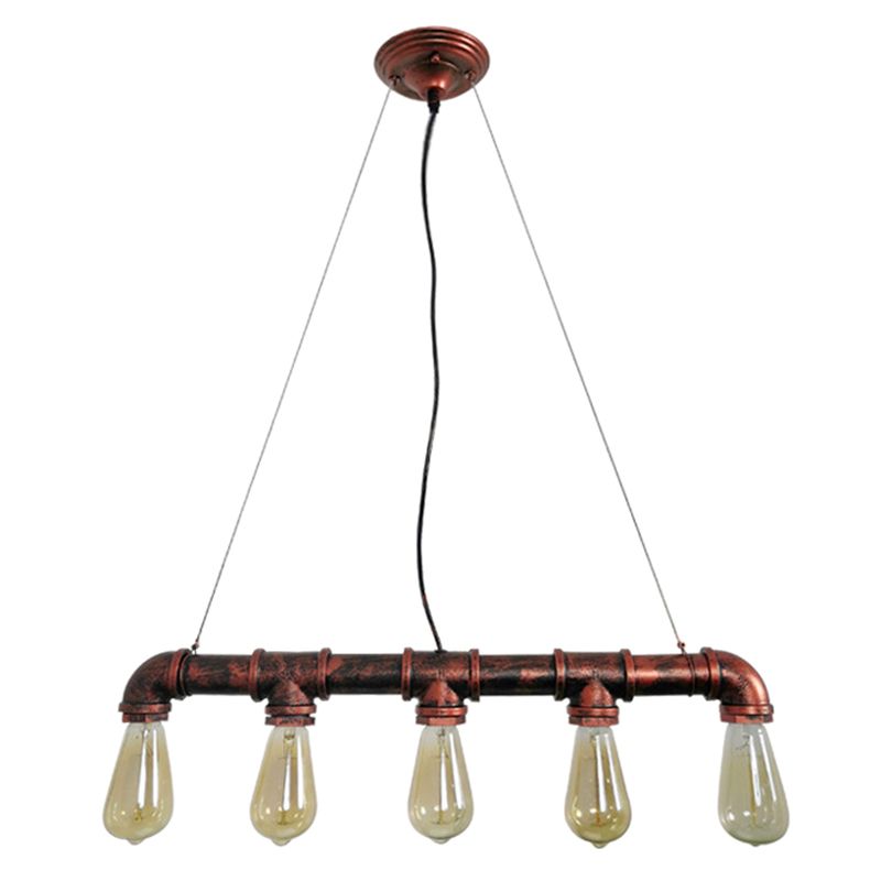Metal Rust Island Lighting Fixture Water Pipe Industrial Chandelier Light Fixture