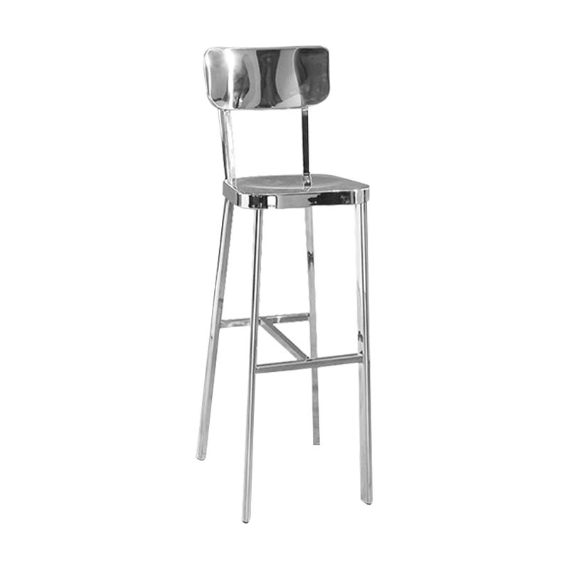Industrial Style Counter Stool Silver Metal Barstool for Living Room