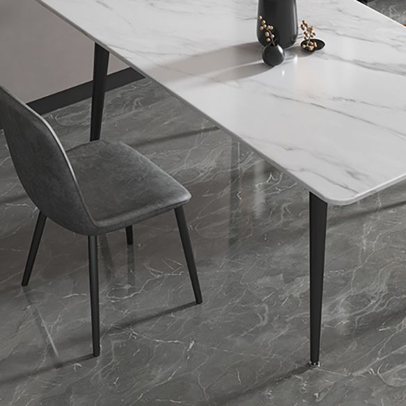 Modern Style Sintered Stone Dining Room Set with Fixed Rectangle Shape Table and 4 Legs Base