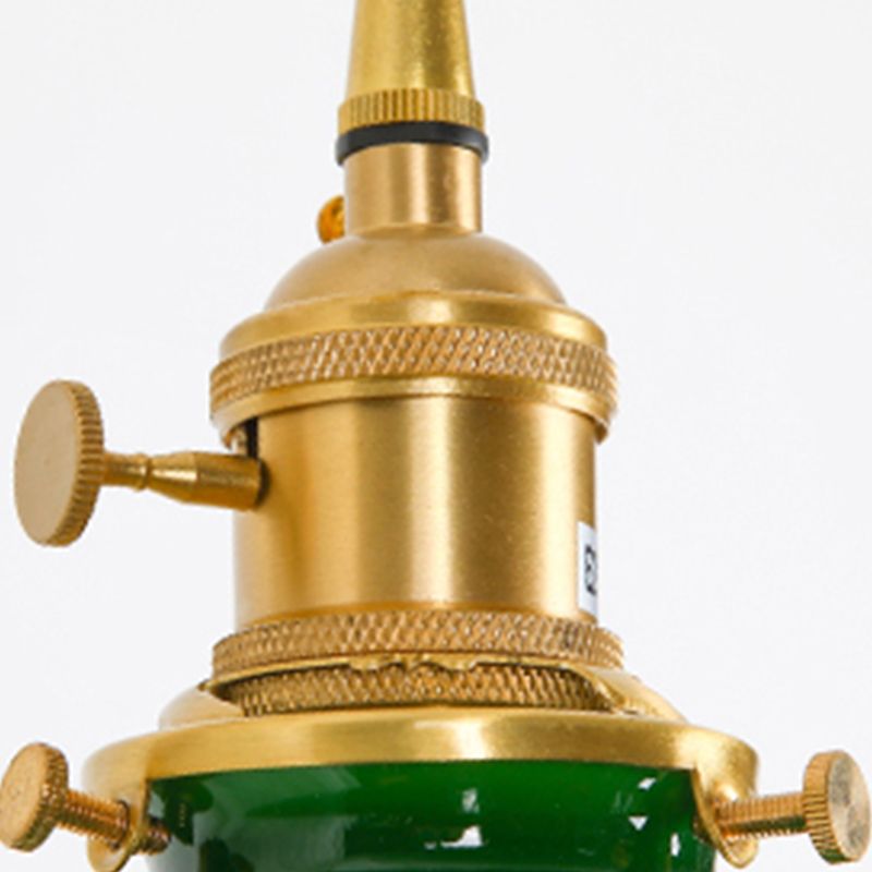 Ottone piccolo illuminazione a sospensione in vetro verde vintage lampada appesa a 1 testa con interruttore rotante