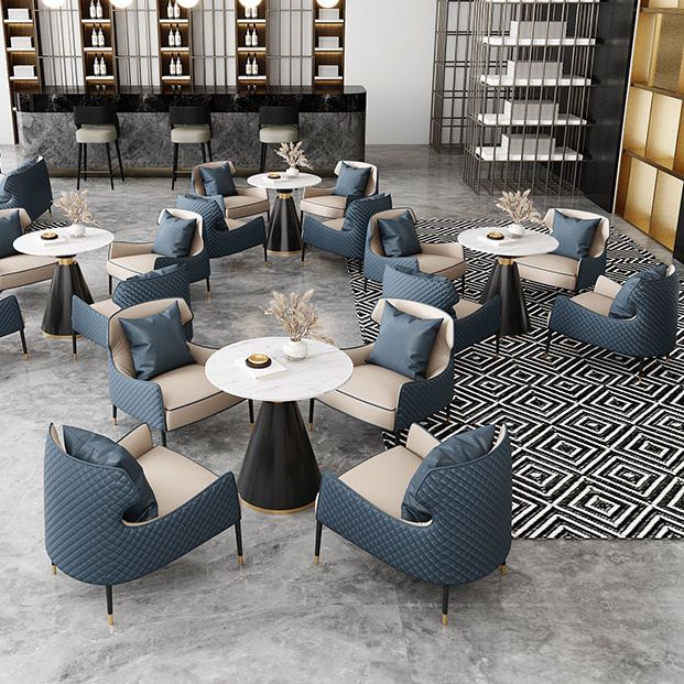 Contemporary Kitchen Dining Room Set with Round Sintered Stone Top Formal Dining Table Furniture