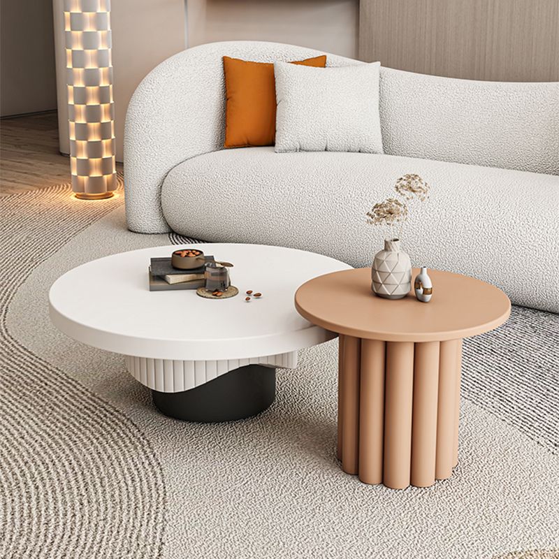 Pedestal Round Coffee Table Set Modern Minimalist Cocktail Table